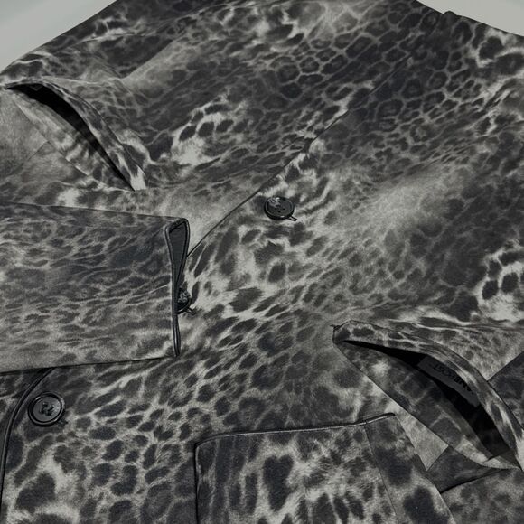 Jane Post Reversible Rain Coat Jacket Black Gray Leopard Print Women’s Size XL - Picture 10 of 16